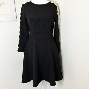 Rachel Roy fit flare black dress with lace accents size 6
